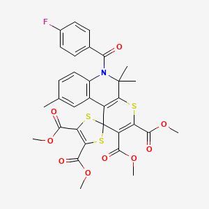 tetramethyl 6'-(4-fluorobenzoyl)-5',5',9'-trimethyl-5',6'-dihydrospiro[1,3-dithiole-2,1'-thiopyrano[2,3-c]quinoline]-2',3',4,5-tetracarboxylate