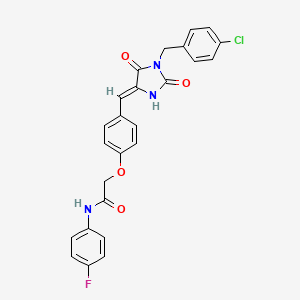 2-(4-{(Z)-[1-(4-chlorobenzyl)-2,5-dioxoimidazolidin-4-ylidene]methyl}phenoxy)-N-(4-fluorophenyl)acetamide