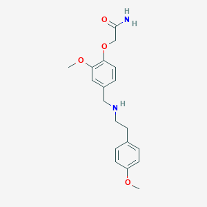molecular formula C19H24N2O4 B494760 2-[2-Methoxy-4-({[2-(4-methoxyphenyl)ethyl]amino}methyl)phenoxy]acetamide CAS No. 875005-92-8