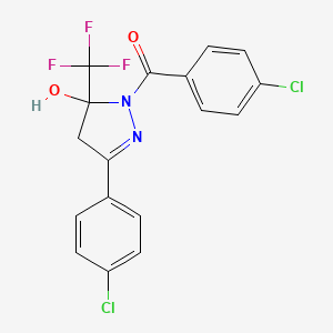 (4-chlorophenyl)[3-(4-chlorophenyl)-5-hydroxy-5-(trifluoromethyl)-4,5-dihydro-1H-pyrazol-1-yl]methanone