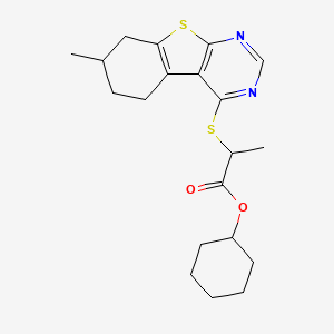 cyclohexyl 2-[(7-methyl-5,6,7,8-tetrahydro[1]benzothieno[2,3-d]pyrimidin-4-yl)thio]propanoate