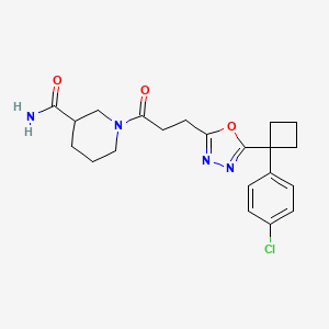 1-(3-{5-[1-(4-chlorophenyl)cyclobutyl]-1,3,4-oxadiazol-2-yl}propanoyl)-3-piperidinecarboxamide