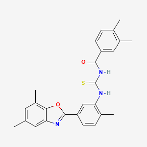 N-({[5-(5,7-dimethyl-1,3-benzoxazol-2-yl)-2-methylphenyl]amino}carbonothioyl)-3,4-dimethylbenzamide