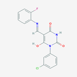 1-(3-chlorophenyl)-5-{[(2-fluorophenyl)amino]methylene}-2,4,6(1H,3H,5H)-pyrimidinetrione