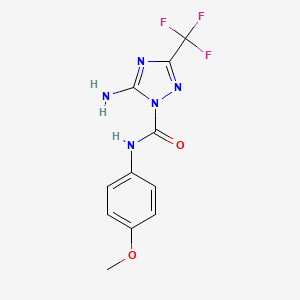 molecular formula C11H10F3N5O2 B4947755 5-amino-N-(4-methoxyphenyl)-3-(trifluoromethyl)-1H-1,2,4-triazole-1-carboxamide 