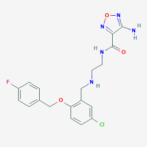 molecular formula C19H19ClFN5O3 B494782 4-amino-N-[2-({5-chloro-2-[(4-fluorobenzyl)oxy]benzyl}amino)ethyl]-1,2,5-oxadiazole-3-carboxamide 