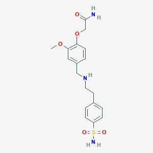 molecular formula C18H23N3O5S B494786 2-[2-Methoxy-4-({[2-(4-sulfamoylphenyl)ethyl]amino}methyl)phenoxy]acetamide 