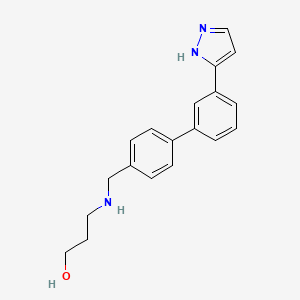 molecular formula C19H21N3O B4947868 3-({[3'-(1H-pyrazol-3-yl)-4-biphenylyl]methyl}amino)-1-propanol trifluoroacetate (salt) 