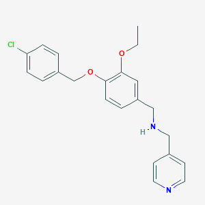 molecular formula C22H23ClN2O2 B494789 N-{4-[(4-chlorobenzyl)oxy]-3-ethoxybenzyl}-N-(4-pyridylmethyl)amine 