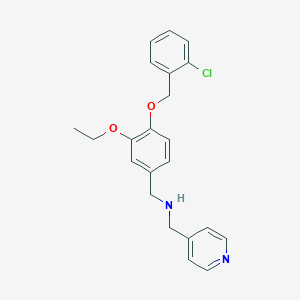 molecular formula C22H23ClN2O2 B494790 N-{4-[(2-chlorobenzyl)oxy]-3-ethoxybenzyl}-N-(4-pyridinylmethyl)amine 
