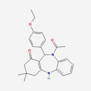 10-acetyl-11-(4-ethoxyphenyl)-3,3-dimethyl-2,3,4,5,10,11-hexahydro-1H-dibenzo[b,e][1,4]diazepin-1-one