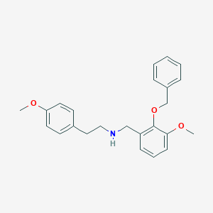 molecular formula C24H27NO3 B494795 N-[2-(benzyloxy)-3-methoxybenzyl]-2-(4-methoxyphenyl)ethanamine 