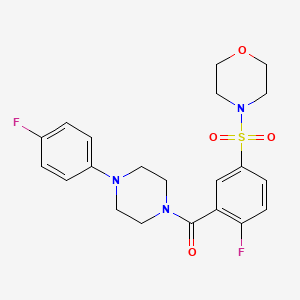 molecular formula C21H23F2N3O4S B4947952 4-[(4-fluoro-3-{[4-(4-fluorophenyl)-1-piperazinyl]carbonyl}phenyl)sulfonyl]morpholine 