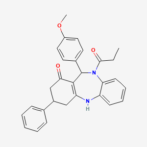 11-(4-methoxyphenyl)-3-phenyl-10-propionyl-2,3,4,5,10,11-hexahydro-1H-dibenzo[b,e][1,4]diazepin-1-one