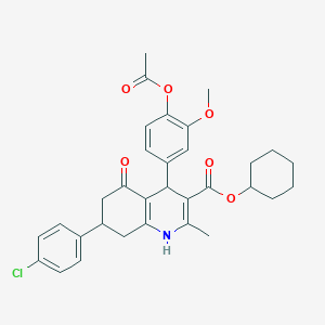 cyclohexyl 4-[4-(acetyloxy)-3-methoxyphenyl]-7-(4-chlorophenyl)-2-methyl-5-oxo-1,4,5,6,7,8-hexahydro-3-quinolinecarboxylate