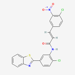 molecular formula C22H13Cl2N3O3S B4948116 N-[5-(1,3-benzothiazol-2-yl)-2-chlorophenyl]-3-(4-chloro-3-nitrophenyl)acrylamide 