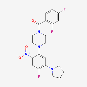 molecular formula C21H21F3N4O3 B4948227 1-(2,4-difluorobenzoyl)-4-[4-fluoro-2-nitro-5-(1-pyrrolidinyl)phenyl]piperazine 