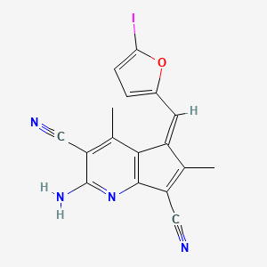 molecular formula C17H11IN4O B4948257 (5Z)-2-amino-5-[(5-iodofuran-2-yl)methylidene]-4,6-dimethylcyclopenta[b]pyridine-3,7-dicarbonitrile 