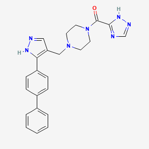 molecular formula C23H23N7O B4948261 [4-[[5-(4-phenylphenyl)-1H-pyrazol-4-yl]methyl]piperazin-1-yl]-(1H-1,2,4-triazol-5-yl)methanone 