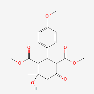 molecular formula C18H22O7 B4948269 dimethyl 4-hydroxy-2-(4-methoxyphenyl)-4-methyl-6-oxo-1,3-cyclohexanedicarboxylate 