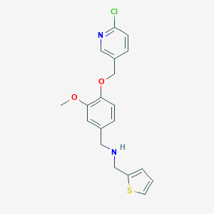 molecular formula C19H19ClN2O2S B494835 N-{4-[(6-chloro-3-pyridinyl)methoxy]-3-methoxybenzyl}-N-(2-thienylmethyl)amine 