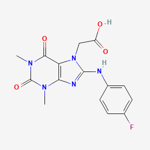 {8-[(4-fluorophenyl)amino]-1,3-dimethyl-2,6-dioxo-1,2,3,6-tetrahydro-7H-purin-7-yl}acetic acid