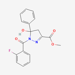 methyl 1-(2-fluorobenzoyl)-5-hydroxy-5-phenyl-4,5-dihydro-1H-pyrazole-3-carboxylate