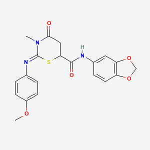 N-1,3-benzodioxol-5-yl-2-[(4-methoxyphenyl)imino]-3-methyl-4-oxo-1,3-thiazinane-6-carboxamide