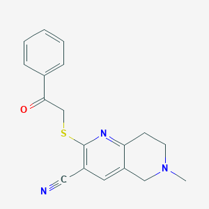 molecular formula C18H17N3OS B494854 6-Methyl-2-[(2-oxo-2-phenylethyl)sulfanyl]-5,6,7,8-tetrahydro[1,6]naphthyridine-3-carbonitrile 