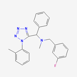 molecular formula C23H22FN5 B4948574 (3-fluorobenzyl)methyl[[1-(2-methylphenyl)-1H-tetrazol-5-yl](phenyl)methyl]amine 