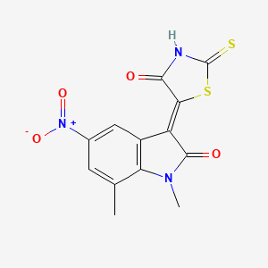 molecular formula C13H9N3O4S2 B4948578 1,7-dimethyl-5-nitro-3-(4-oxo-2-thioxo-1,3-thiazolidin-5-ylidene)-1,3-dihydro-2H-indol-2-one 