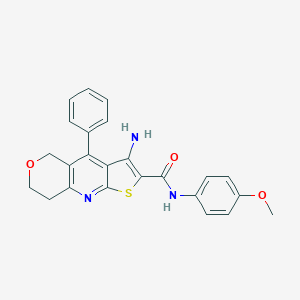 molecular formula C24H21N3O3S B494860 3-amino-N-(4-methoxyphenyl)-4-phenyl-7,8-dihydro-5H-pyrano[4,3-b]thieno[3,2-e]pyridine-2-carboxamide 