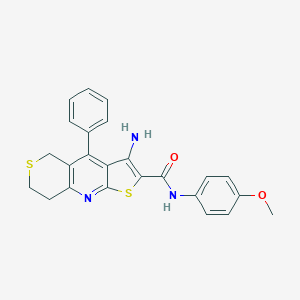 molecular formula C24H21N3O2S2 B494861 6-amino-N-(4-methoxyphenyl)-8-phenyl-4,11-dithia-2-azatricyclo[7.4.0.03,7]trideca-1(9),2,5,7-tetraene-5-carboxamide 