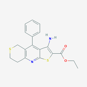 molecular formula C19H18N2O2S2 B494862 1-Amino-2-(ethoxycarbonyl)-7-phenyl-5,6-(ethylenethiomethylene)-3-thia-4-aza-3H-indene 