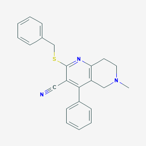 molecular formula C23H21N3S B494864 2-(Benzylsulfanyl)-6-methyl-4-phenyl-5,6,7,8-tetrahydro[1,6]naphthyridine-3-carbonitrile CAS No. 371956-89-7