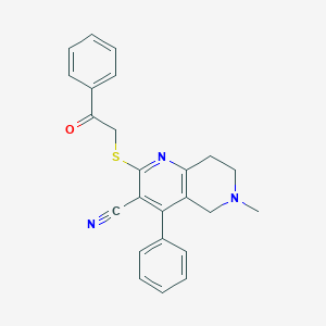 molecular formula C24H21N3OS B494865 3-Cyano-4-phenyl-2-(phenacylthio)-6-methyl-5,6,7,8-tetrahydro-1,6-naphthyridine 