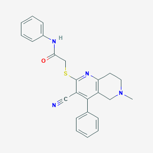 molecular formula C24H22N4OS B494867 2-[(3-cyano-6-methyl-4-phenyl-5,6,7,8-tetrahydro[1,6]naphthyridin-2-yl)sulfanyl]-N-phenylacetamide 