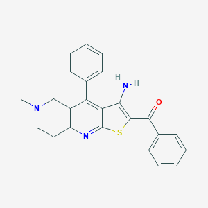 molecular formula C24H21N3OS B494871 (3-Amino-6-methyl-4-phenyl-5,6,7,8-tetrahydrothieno[2,3-b][1,6]naphthyridin-2-yl)(phenyl)methanone 