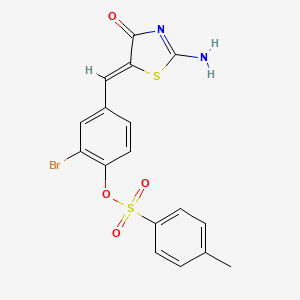 2-bromo-4-[(2-imino-4-oxo-1,3-thiazolidin-5-ylidene)methyl]phenyl 4-methylbenzenesulfonate