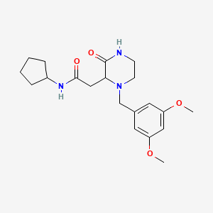 N-cyclopentyl-2-[1-(3,5-dimethoxybenzyl)-3-oxo-2-piperazinyl]acetamide