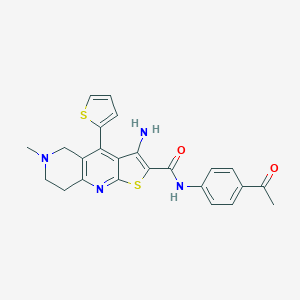 molecular formula C24H22N4O2S2 B494899 N-(4-acetylphenyl)-3-amino-6-methyl-4-(2-thienyl)-5,6,7,8-tetrahydrothieno[2,3-b][1,6]naphthyridine-2-carboxamide 