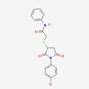 molecular formula C18H15BrN2O3S B4948996 2-{[1-(4-bromophenyl)-2,5-dioxo-3-pyrrolidinyl]thio}-N-phenylacetamide CAS No. 5668-71-3