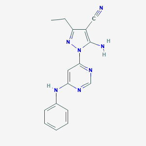 5-amino-1-(6-anilino-4-pyrimidinyl)-3-ethyl-1H-pyrazole-4-carbonitrile