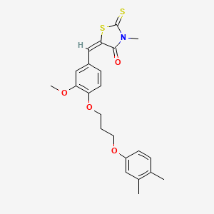 molecular formula C23H25NO4S2 B4949101 5-{4-[3-(3,4-dimethylphenoxy)propoxy]-3-methoxybenzylidene}-3-methyl-2-thioxo-1,3-thiazolidin-4-one 