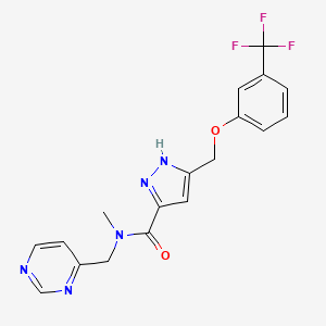 molecular formula C18H16F3N5O2 B4949106 N-methyl-N-(4-pyrimidinylmethyl)-5-{[3-(trifluoromethyl)phenoxy]methyl}-1H-pyrazole-3-carboxamide 