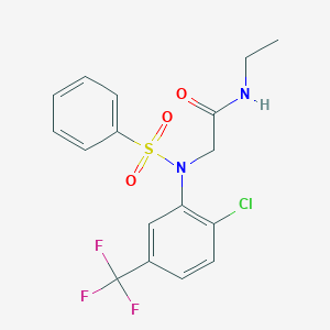molecular formula C17H16ClF3N2O3S B4949120 N~2~-[2-chloro-5-(trifluoromethyl)phenyl]-N~1~-ethyl-N~2~-(phenylsulfonyl)glycinamide 