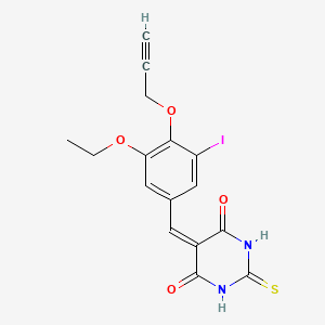 molecular formula C16H13IN2O4S B4949173 5-[3-ethoxy-5-iodo-4-(2-propyn-1-yloxy)benzylidene]-2-thioxodihydro-4,6(1H,5H)-pyrimidinedione 