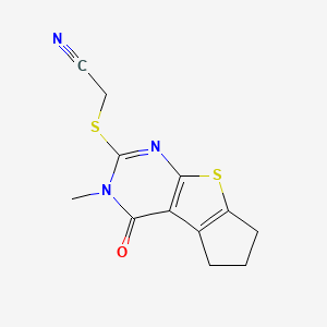 [(3-methyl-4-oxo-3,5,6,7-tetrahydro-4H-cyclopenta[4,5]thieno[2,3-d]pyrimidin-2-yl)thio]acetonitrile