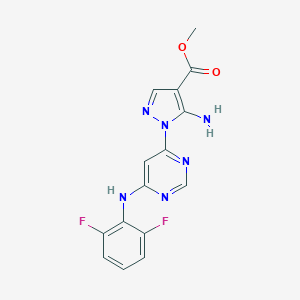molecular formula C15H12F2N6O2 B494921 methyl 5-amino-1-[6-(2,6-difluoroanilino)-4-pyrimidinyl]-1H-pyrazole-4-carboxylate 