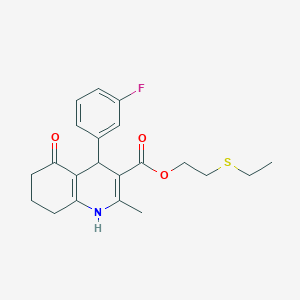 molecular formula C21H24FNO3S B4949217 2-(ethylthio)ethyl 4-(3-fluorophenyl)-2-methyl-5-oxo-1,4,5,6,7,8-hexahydro-3-quinolinecarboxylate 